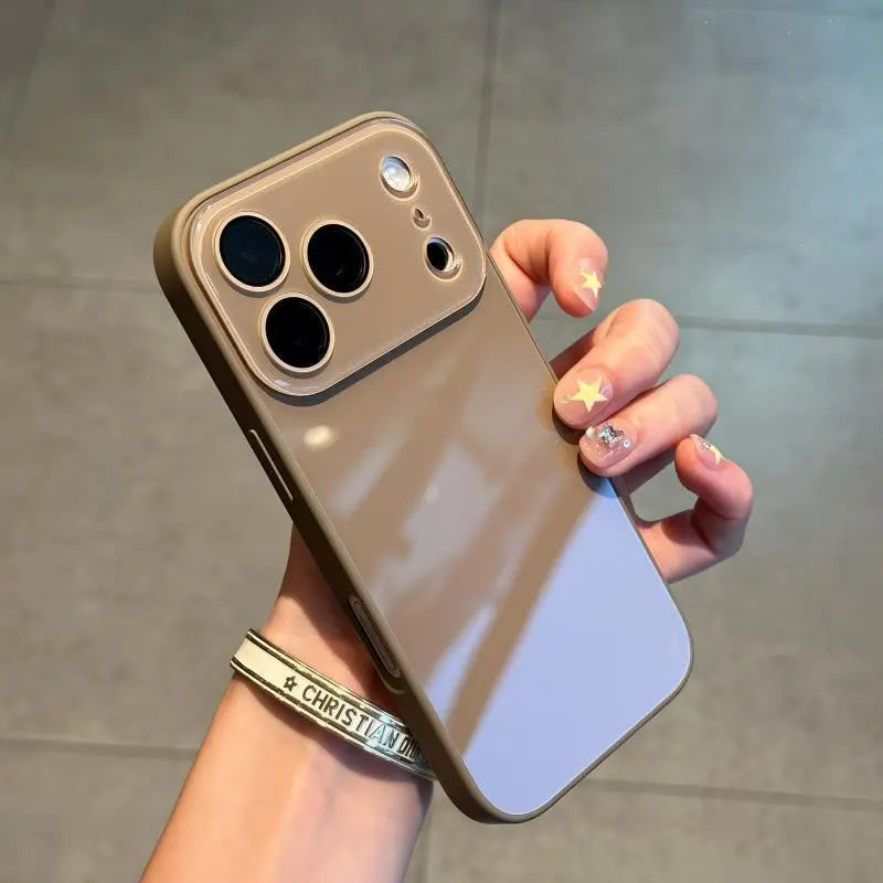 Luxury Crystal Texture Cellphone Casing - Skin-Feeling Solid Color Durable Protector Accessories for Iphone17/16/15/14/13 Pro Max Series, IPCASE-22