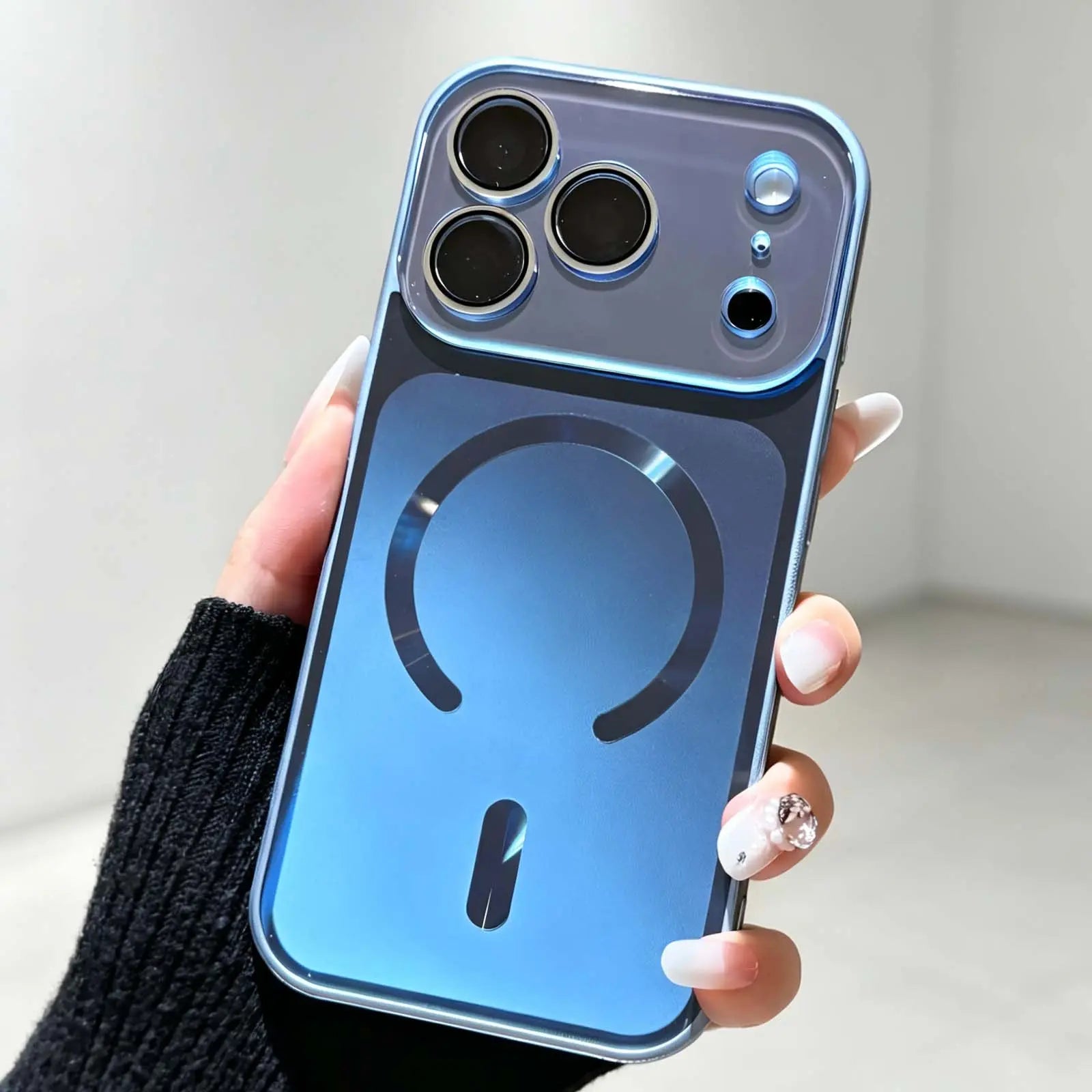 Premium Flowing Light Full Coverage Lens Phone Case for Iphone 13-17 Pro Max Magsafe Dustproof Magnetic Wireless Shockproof Protector for Girls & Boys ZT