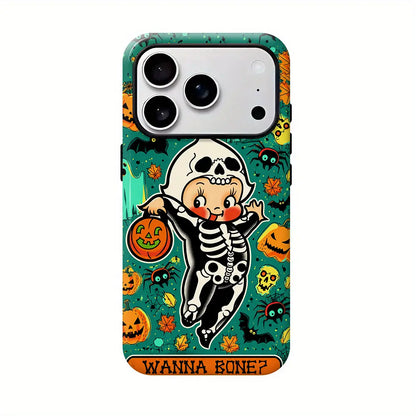 Kewpie Spooky Kitsch Halloween Toddler Phone Case Phone Case - Shock-Proof, Lightweight, Multi-Model Protection Cover Casing with Handle, Cellphone Casing Accessory for Iphone 11-17, Samsung S22-S26 (Check Sizes)