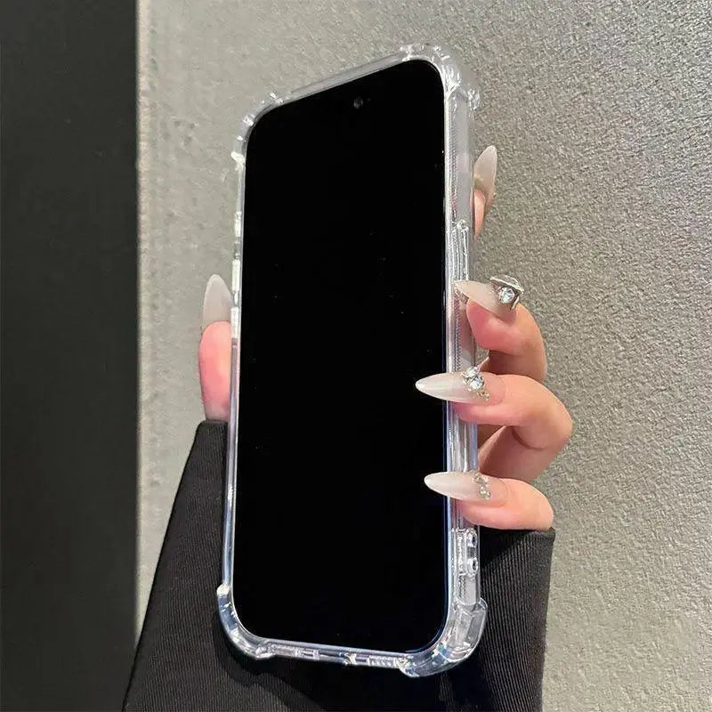 Full Screen Flower Pattern Phone Case for Iphone 17 Air 16 E 15 14 13 12 Pro Max plus 11 Transparent Non-Yellowing Cover with Airbag Shockproof Soft Silicone Casing