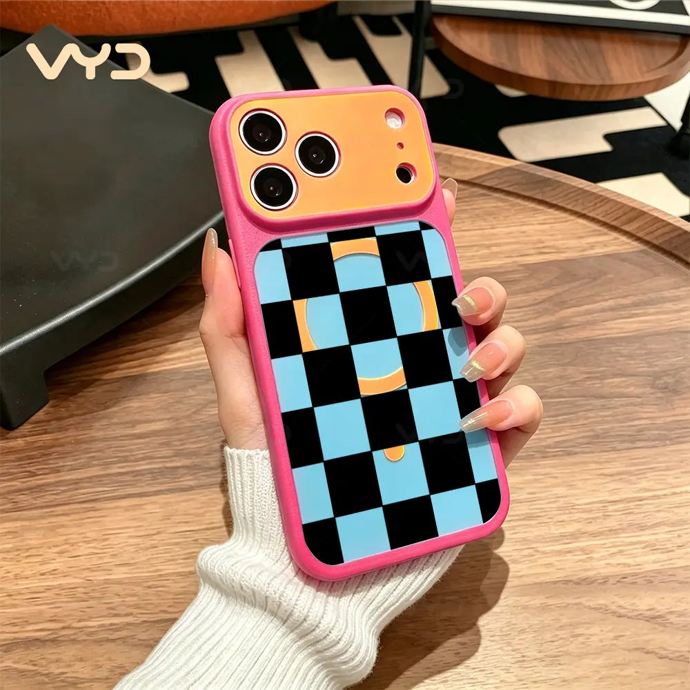 Checkerboard Black White Grid Phone Case - Fashion Minimalist Modern Line Design, Compatible with Iphone 17 Series (Pro Max, Air), 17, 16 Plus, 15, 14, 13, 12, 11 Pro Max, Ideal Gift, Accessories, Protective Covers, Decorative Smartphone Protector