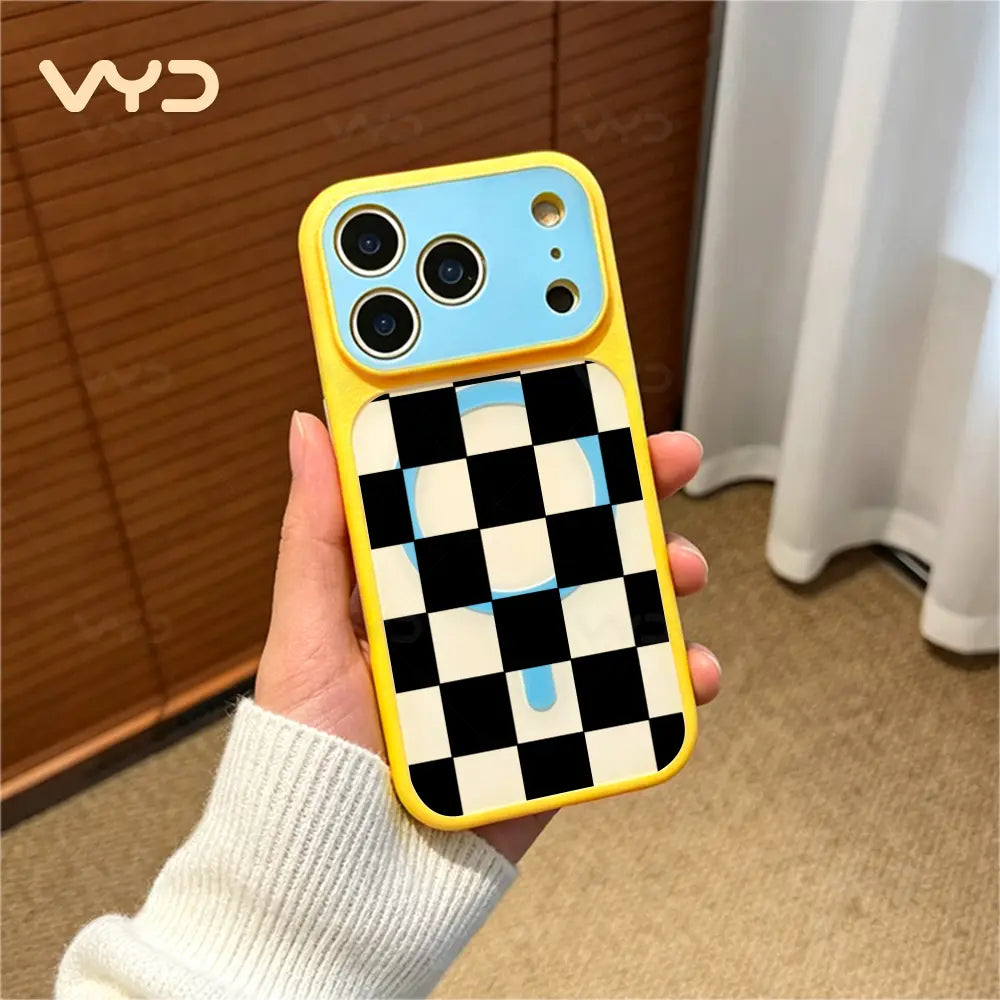 Checkerboard Black White Grid Phone Case - Fashion Minimalist Modern Line Design, Compatible with Iphone 17 Series (Pro Max, Air), 17, 16 Plus, 15, 14, 13, 12, 11 Pro Max, Ideal Gift, Accessories, Protective Covers, Decorative Smartphone Protector