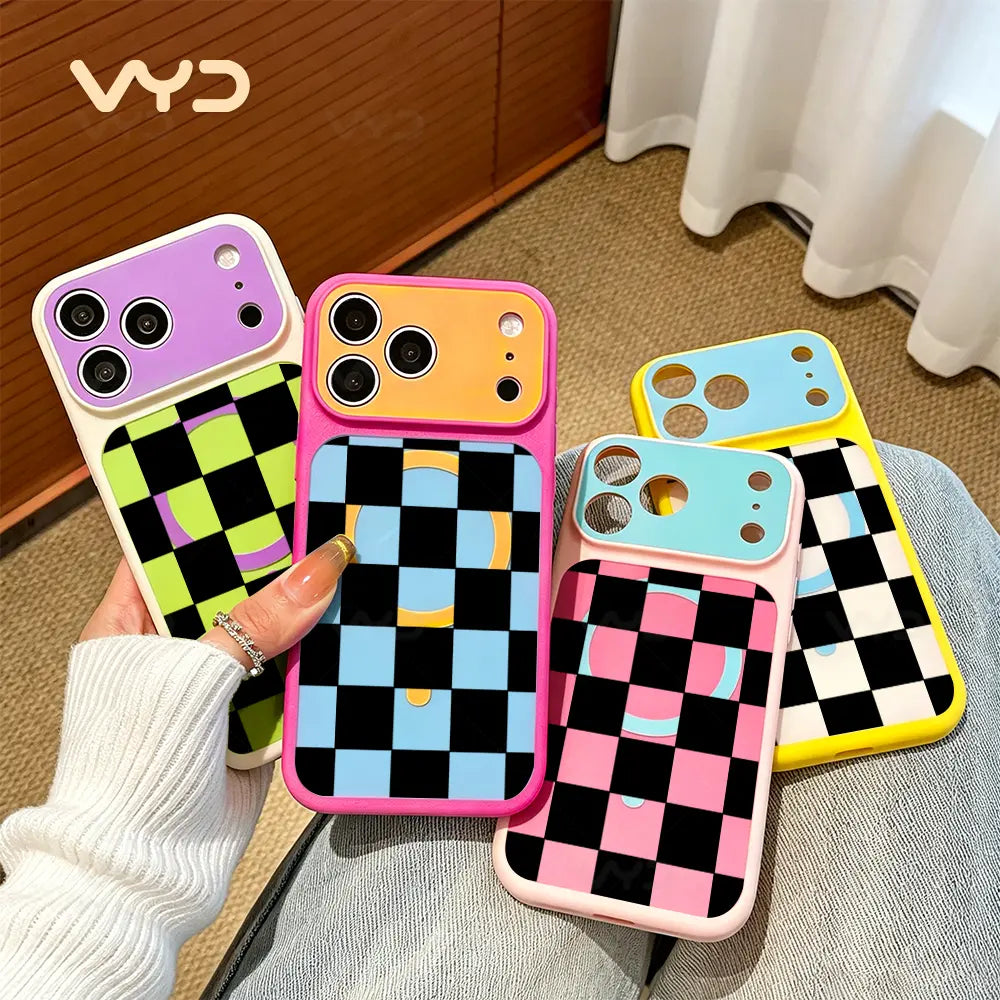 Checkerboard Black White Grid Phone Case - Fashion Minimalist Modern Line Design, Compatible with Iphone 17 Series (Pro Max, Air), 17, 16 Plus, 15, 14, 13, 12, 11 Pro Max, Ideal Gift, Accessories, Protective Covers, Decorative Smartphone Protector