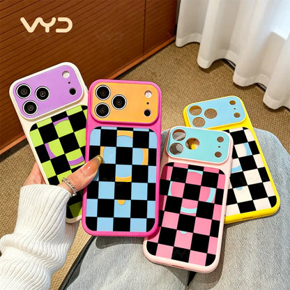 Checkerboard Black White Grid Phone Case - Fashion Minimalist Modern Line Design, Compatible with Iphone 17 Series (Pro Max, Air), 17, 16 Plus, 15, 14, 13, 12, 11 Pro Max, Ideal Gift, Accessories, Protective Covers, Decorative Smartphone Protector