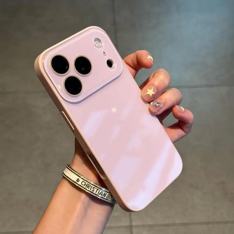 Luxury Crystal Texture Cellphone Casing - Skin-Feeling Solid Color Durable Protector Accessories for Iphone17/16/15/14/13 Pro Max Series, IPCASE-22