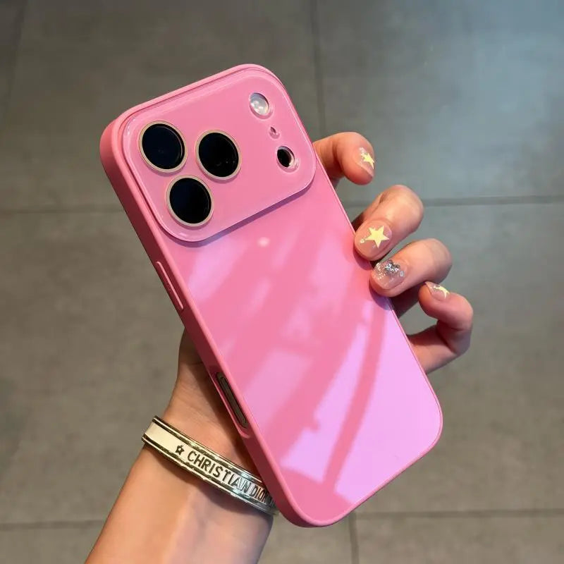 Luxury Crystal Texture Cellphone Casing - Skin-Feeling Solid Color Durable Protector Accessories for Iphone17/16/15/14/13 Pro Max Series, IPCASE-22