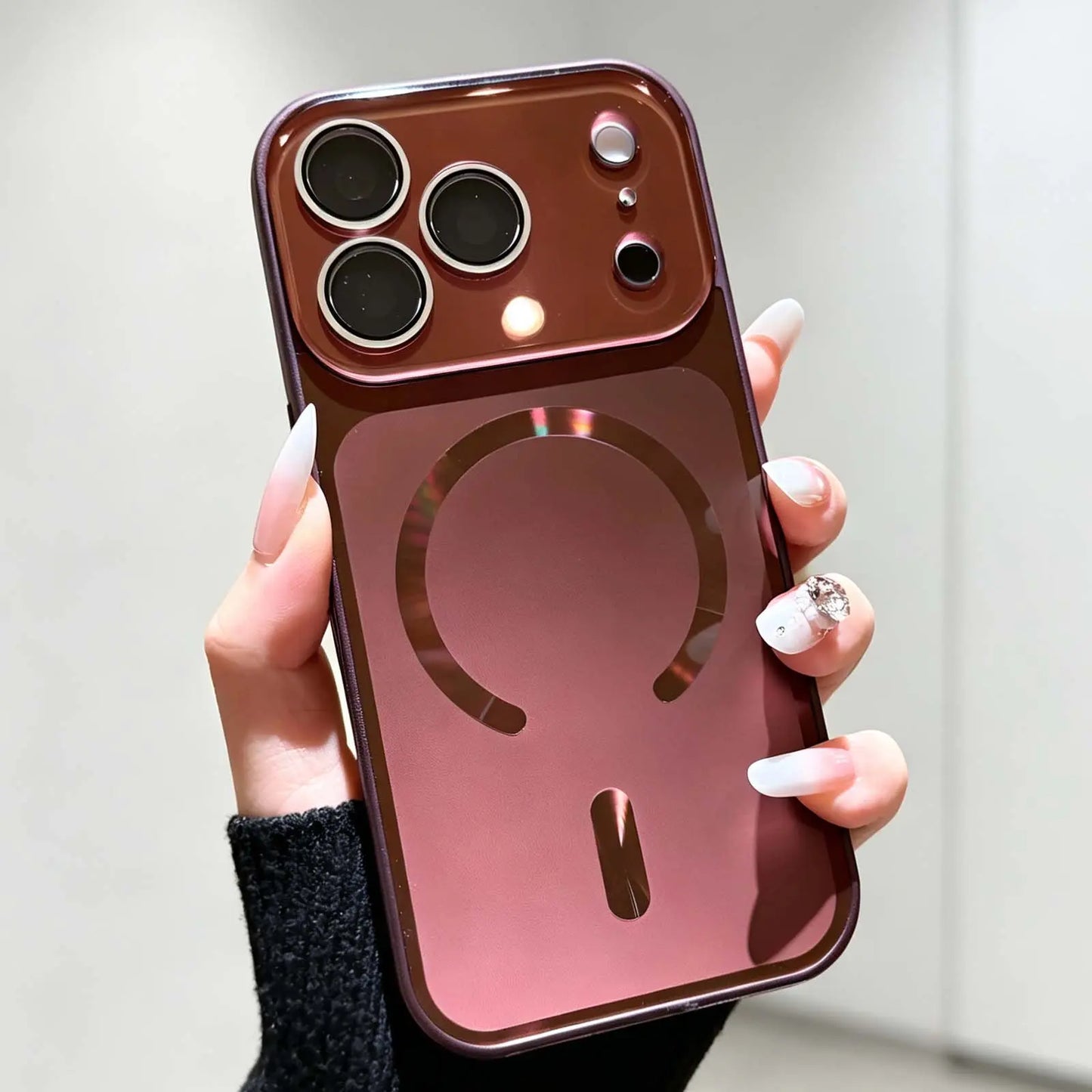 Premium Flowing Light Full Coverage Lens Phone Case for Iphone 13-17 Pro Max Magsafe Dustproof Magnetic Wireless Shockproof Protector for Girls & Boys ZT